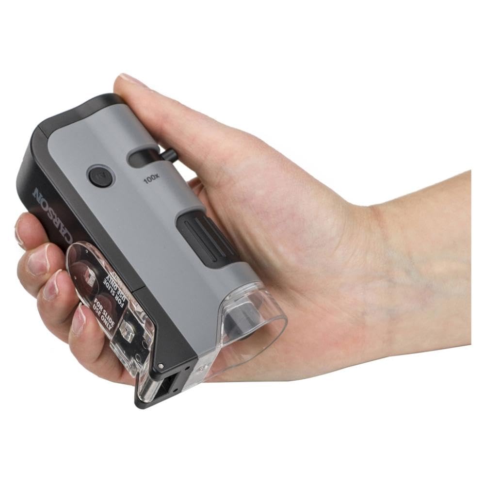 Carson Microflip 100X-250X, Led Uv Pocket Microscope With Smartphone Clip, Stem Education (Mp-250)