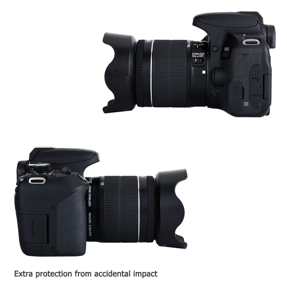 Jjc Ew 63C Reversible Lens Hood Sun Shade For Canon Eos Rebel T8I T7I T6I T5I Sl3 Sl2 90D 80D 70D 77D Camera With Kit Lens Canon
