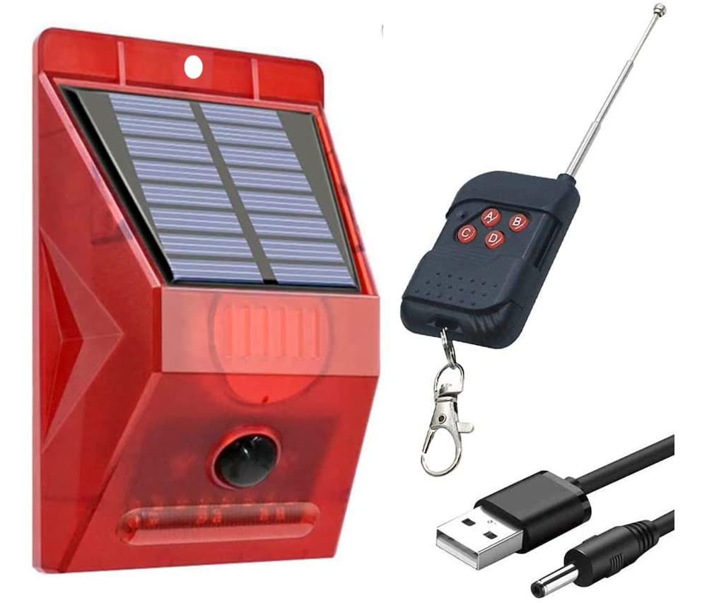 Solar-Powered Outdoor Motion Sensor Alarm with IR Remote Control