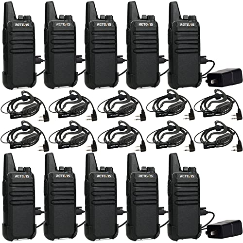 Retevis Rt22 2 Way Radios Walkie Talkies,Rechargeable Long Range Two Way Radio,16 Ch Vox Small Emergency 2 Pin Earpiece Headset,