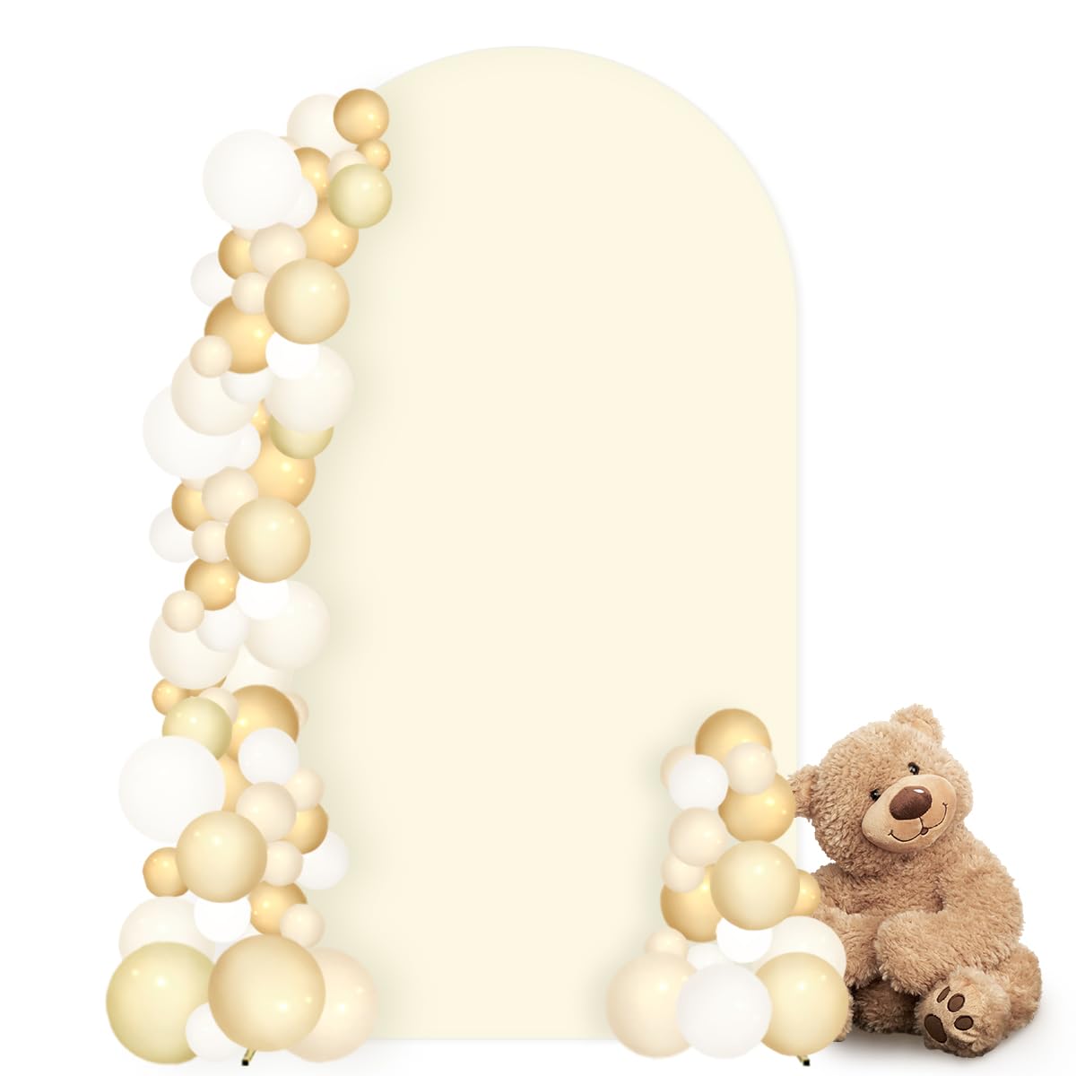 Mlmc 6Ft Beige Fitted Spandex Arch Cover Stretchy Backdrop Stand Fabric Round Top Chiara Arch Backdrop Stands Cover For Baby Sho