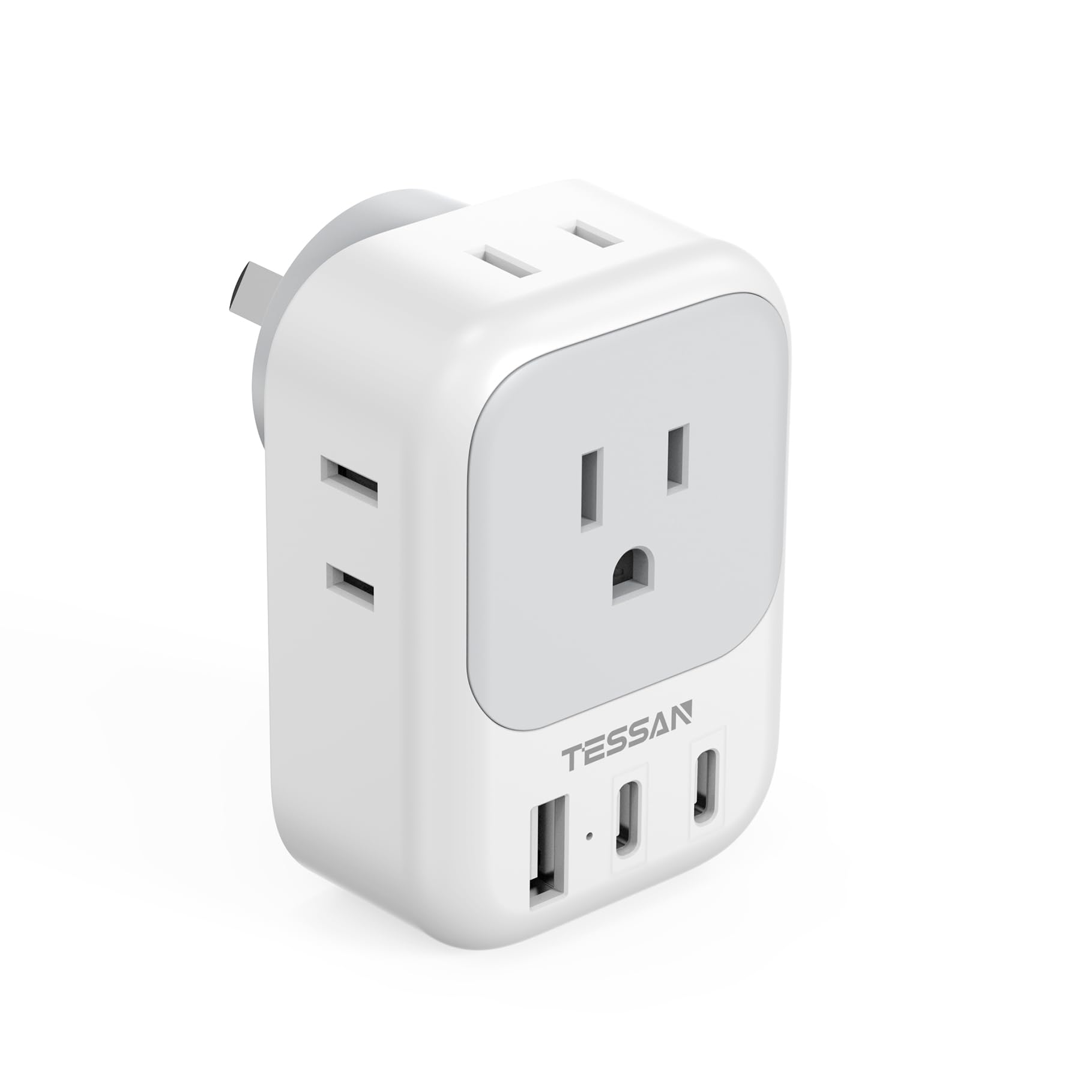 Tessan Australia New Zealand Power Adapter, Type I Plug Adaptor With 4 Electrical Outlets 3 Usb Charger (2 Usb C), Travel Conver