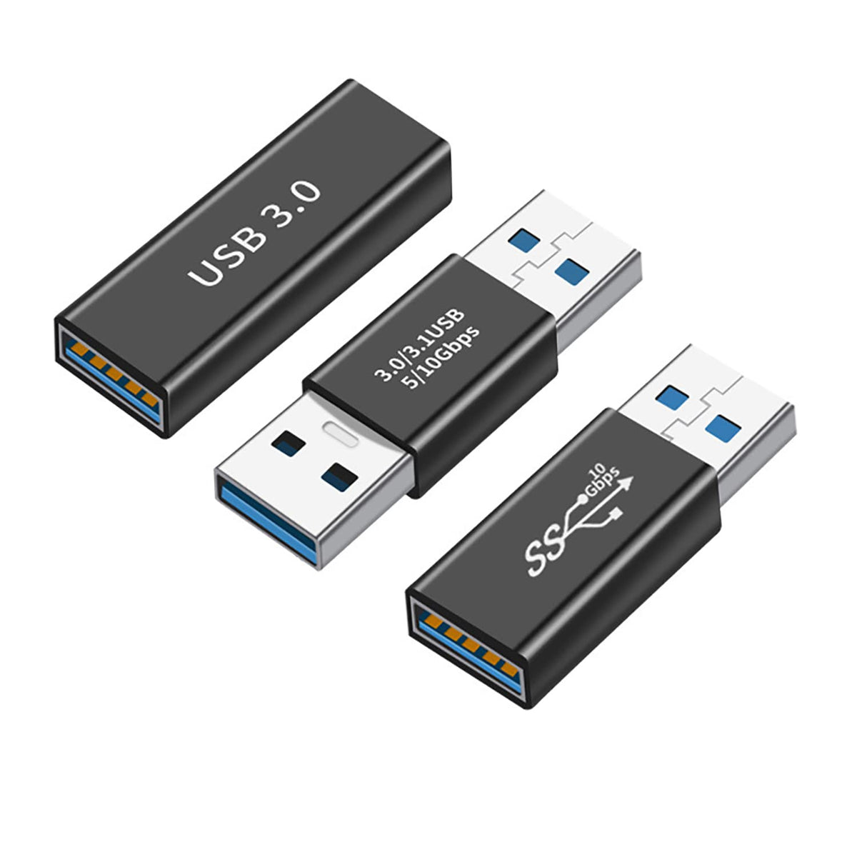 Hiebee 3Kinds Of Usb 3.0 Apters Kit, Usb 3.0 Female To Female And Male To Male And Female To Male, High Speed Convert Extension Coupler Connector Converte,Black