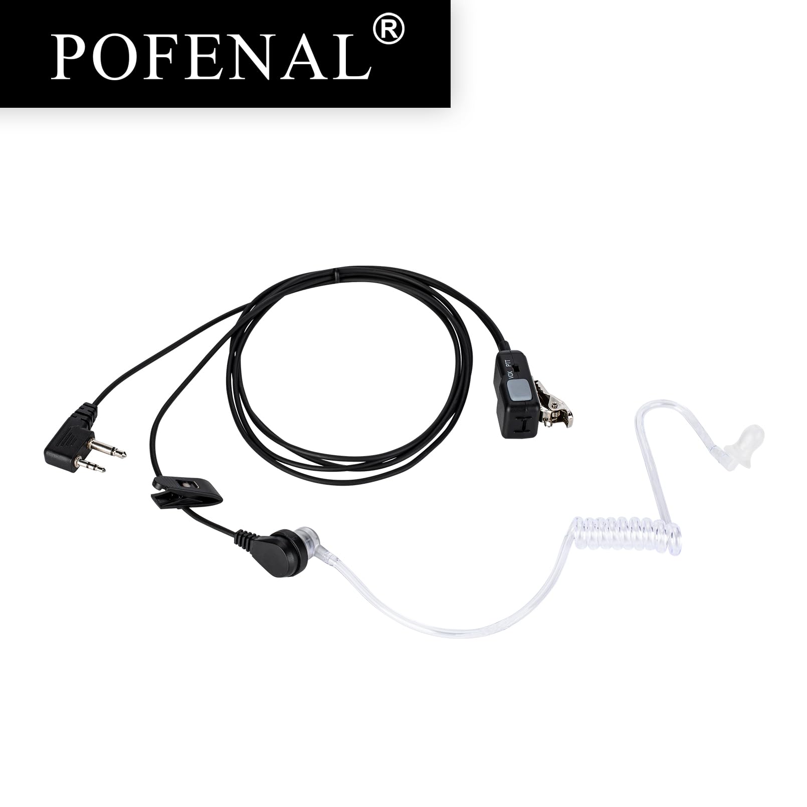 Pofenal Single Wire Walkie Talkie Earpiece Compatible For Midland Gxt Lxt Radio With Ptt Mic Tansparent Air Acoustic Tube Survei