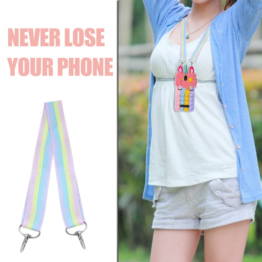 B-Wishy For Blu View 2 With Strap,Fidget Stress Relief Phone Case Push Pop Bubble 3D Cartoon Funny Cute Silicone Cover For Girls