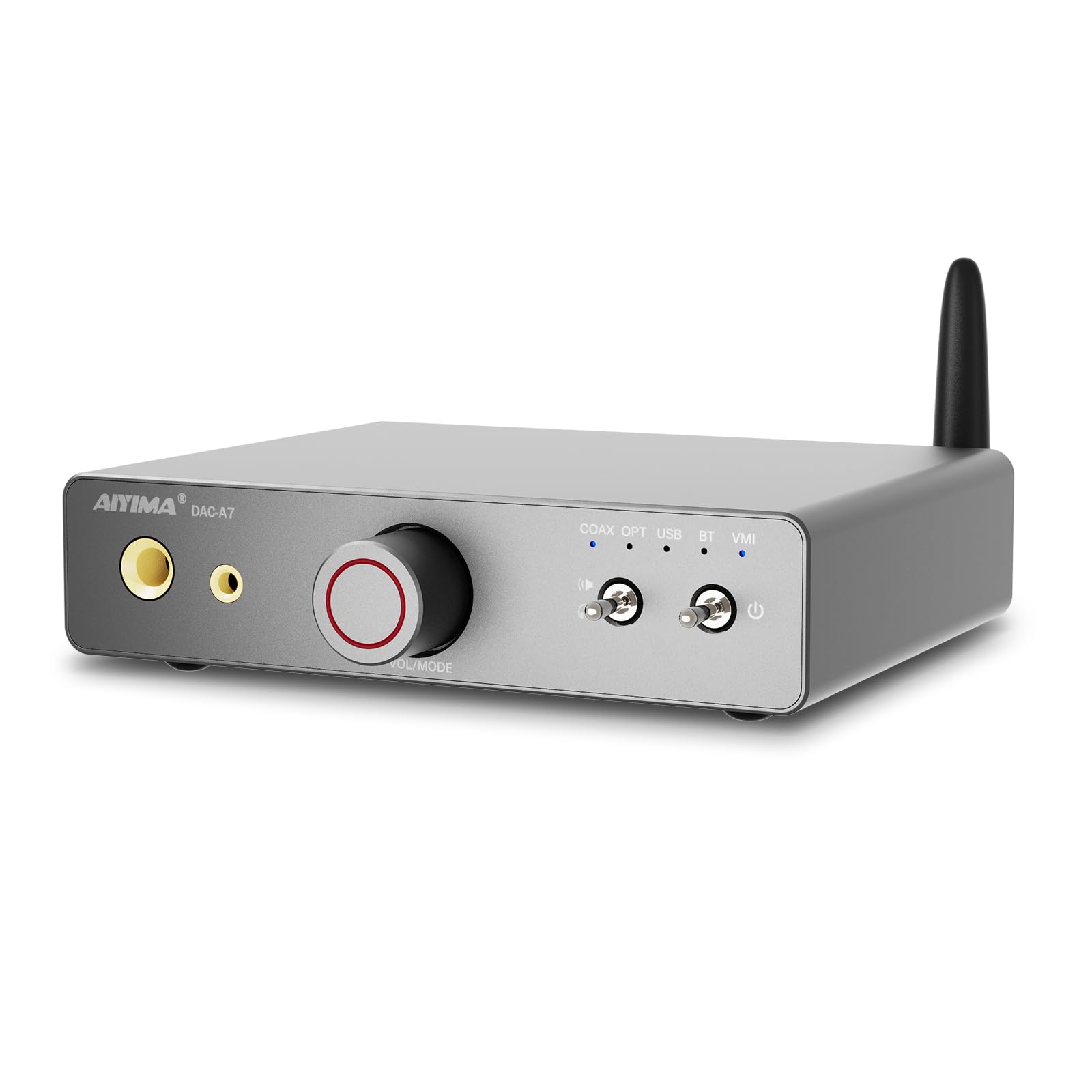 AIYIMA DAC A7 Mini Desktop Bluetooth DAC, USB C Digital to Analog Audio Converter for Home Stereo Amplifier,3.5mm | 6.35mm Dual
