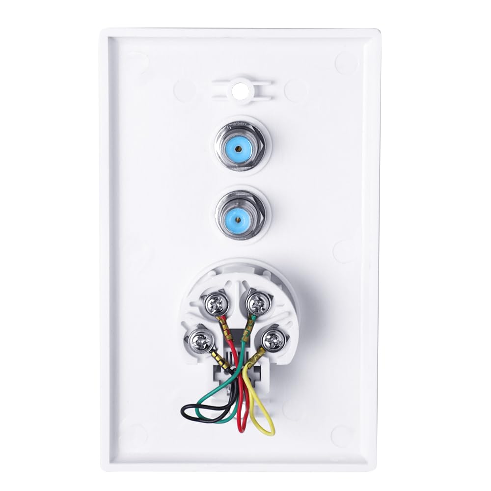 Skywalker Wall Plate W/Dual 3.0Ghz F 81 And Phone Connector (White)