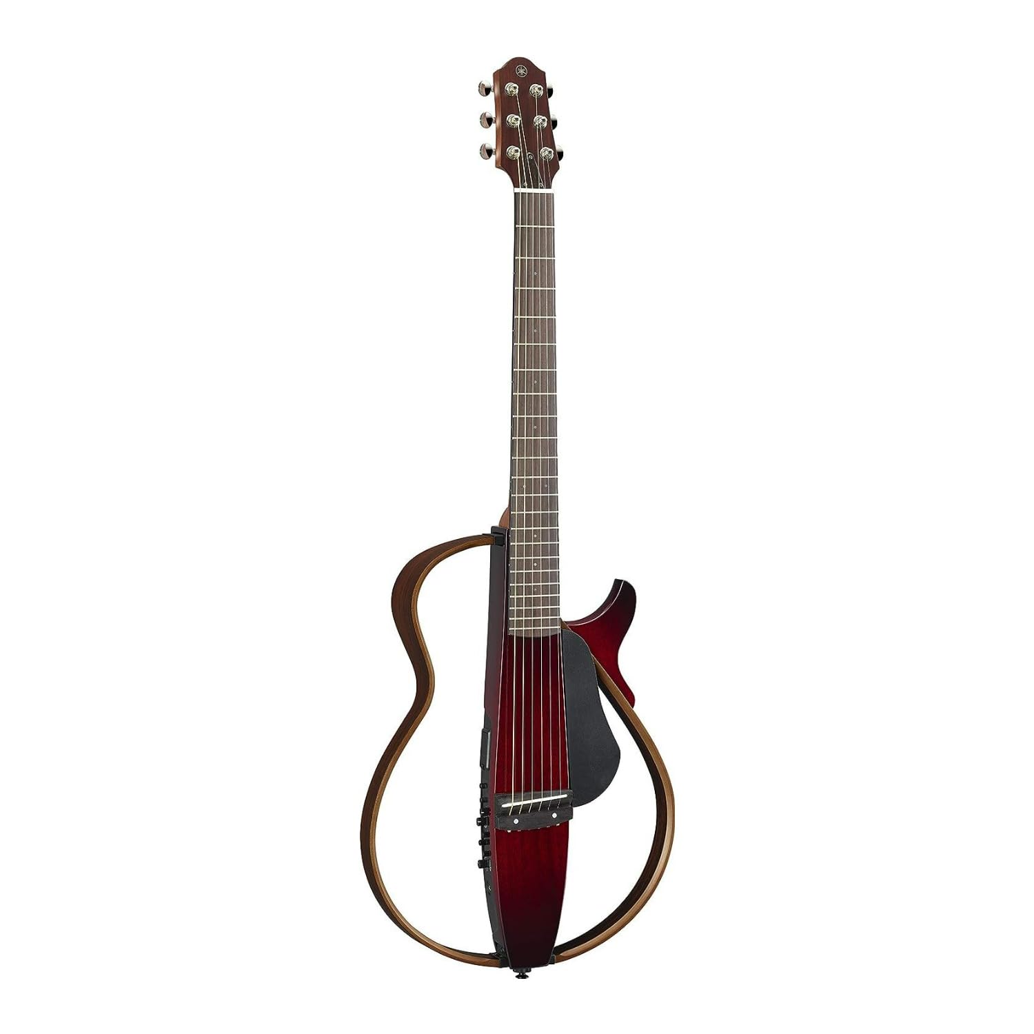 Yamaha SLG200S CRB Steel String Silent Guitar with Hard Gig Bag, Crimson Red Burst