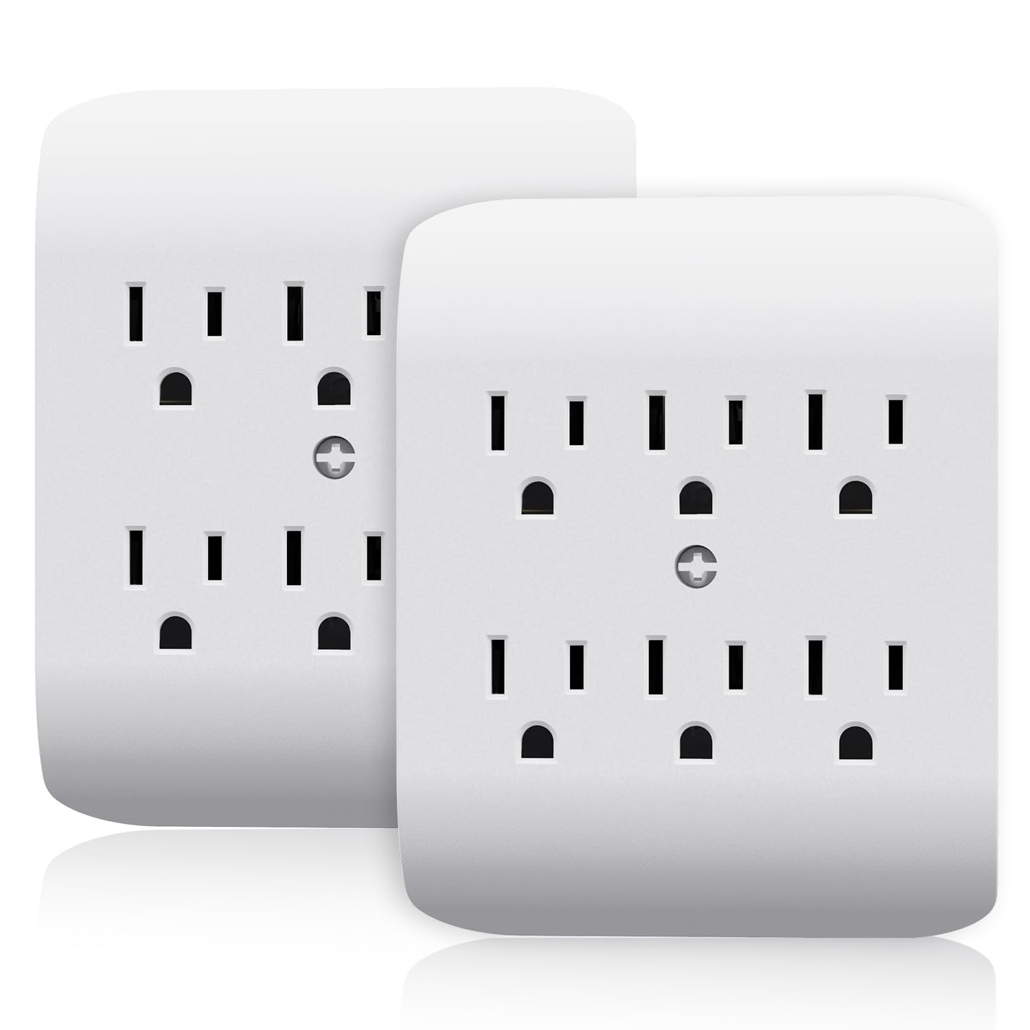 Elegrp 6 Outlet Extender With Central Anchor, 3 Prong Grounded Wall Tab, Multiple Outlet Extender With 6 Electrical Outlets, Etl