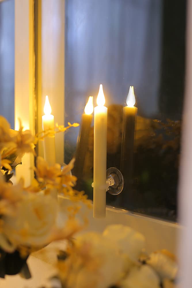 Sharemoon Window Candles Flickering Battery Operated With Remote And Timer, 9 Pack Electric Flameless Taper Candles With Magneti