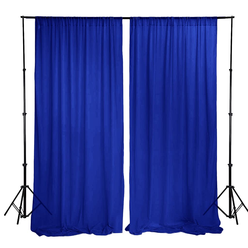 Royal Blue Chiffon Backdrop Curtain 5Ftx7Ft Voile Sheer Curtains 2 Panels Romantic Wedding Ceremony Backgrounds Chiffon Fabric D