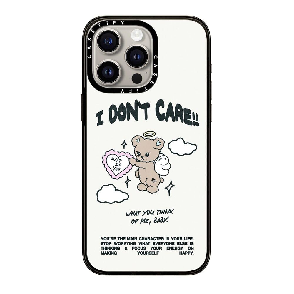 Casetify Compact Case For Iphone 15 Pro Max [2X Military Grade Drop Tested / 4Ft Drop Protection]   Angel Bear   Clear Black