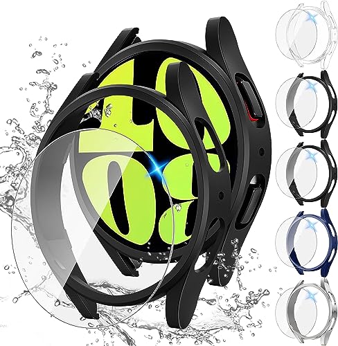 Tensea [5+5Pack For Samsung Galaxy Watch 6 Screen Protector Case 44Mm Accessories, Hard Pc Bumper/Hd Anti Fog Tempered Glass Protective Film, Face Cover Set, Galaxy Watch 6 Case For Women Men