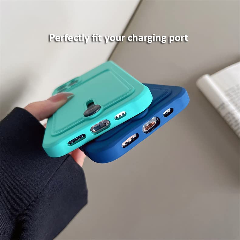 Jiatay For Iphone 12 Mini Case With Card Holder [Slim + Protective] Silicone Phone Case Iphone 12 Mini Wallet For Women Men (Nav