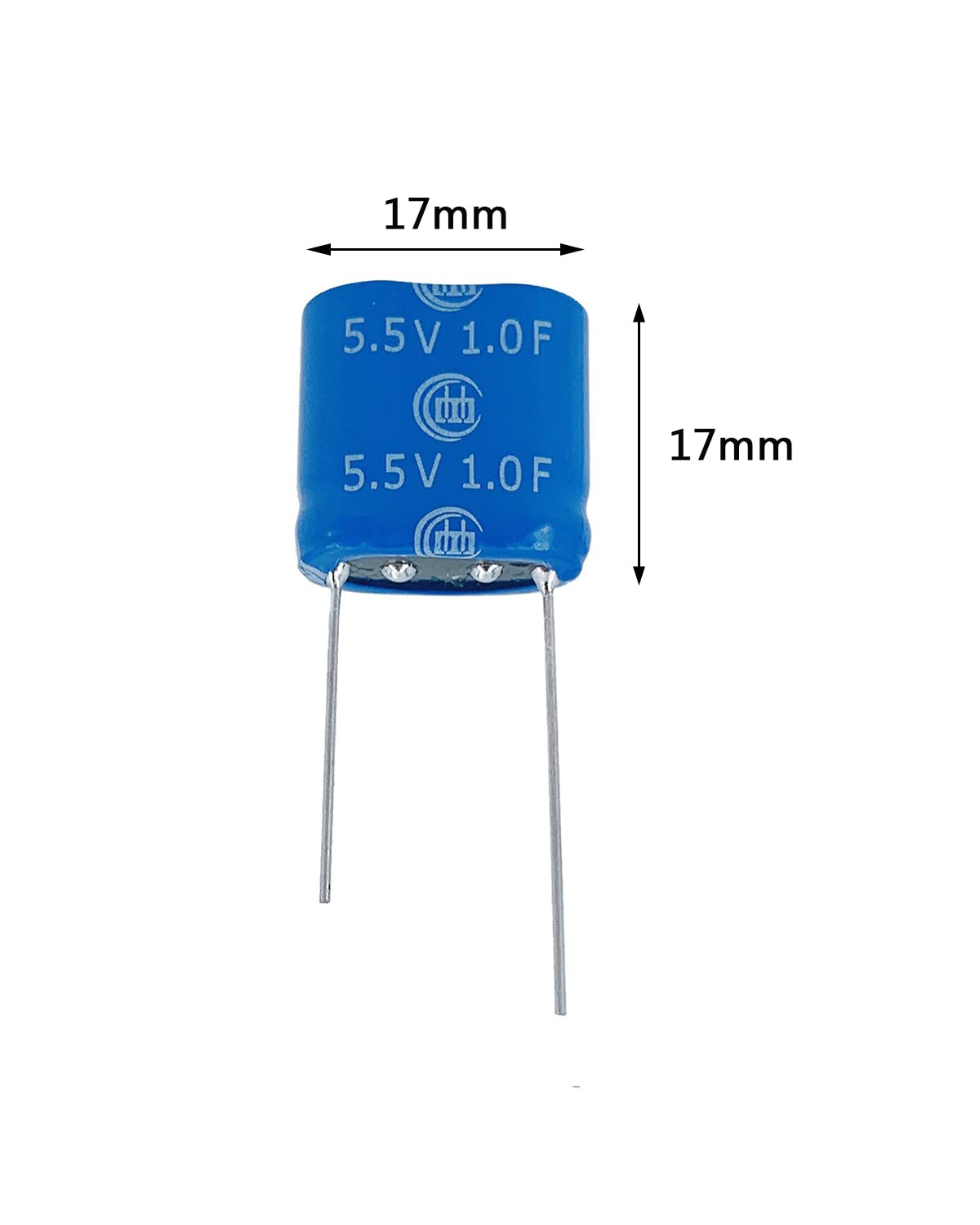 Cermant 2 Pcs 8.5X17X17Mm(0.33X0.67X0.67In) Super Capacitor 5.5V 1F Super Farad Capacitance Winding Type Energy Storage For On B