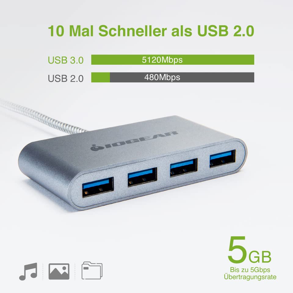 Iogear Hub C   Usb C To 4 Port Usb A Hub (Silver)