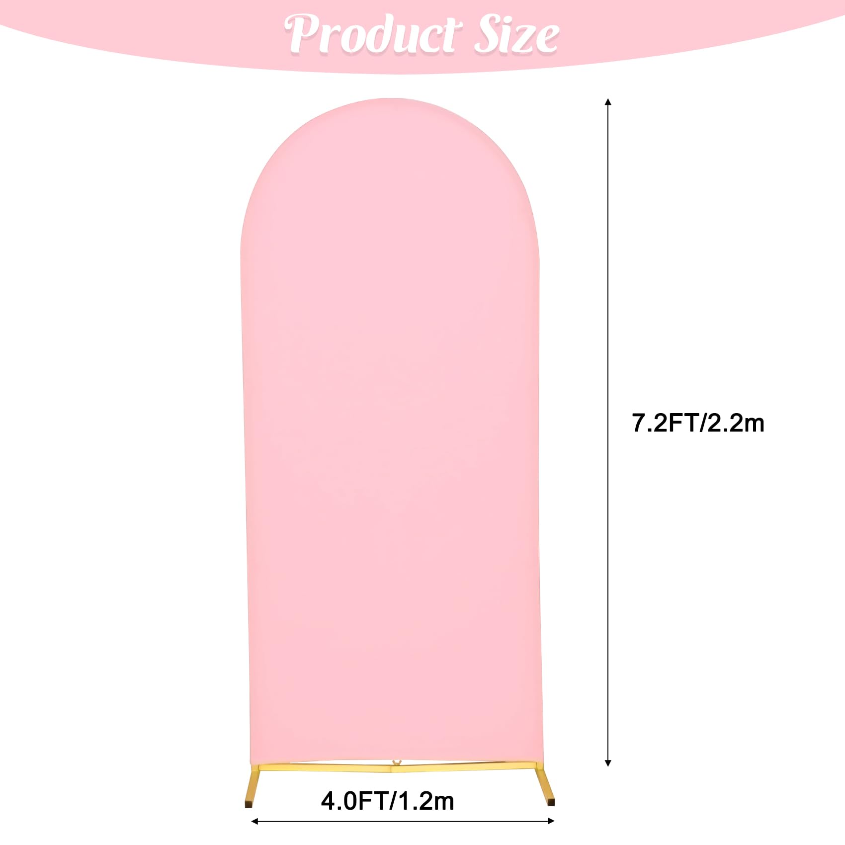 Wedding Arch Cover 7.2Ft Pink Spandex Fitted Wedding Arch Cover Round Top Stand Covers Double Side Stretchy Chiara Cover Backdro