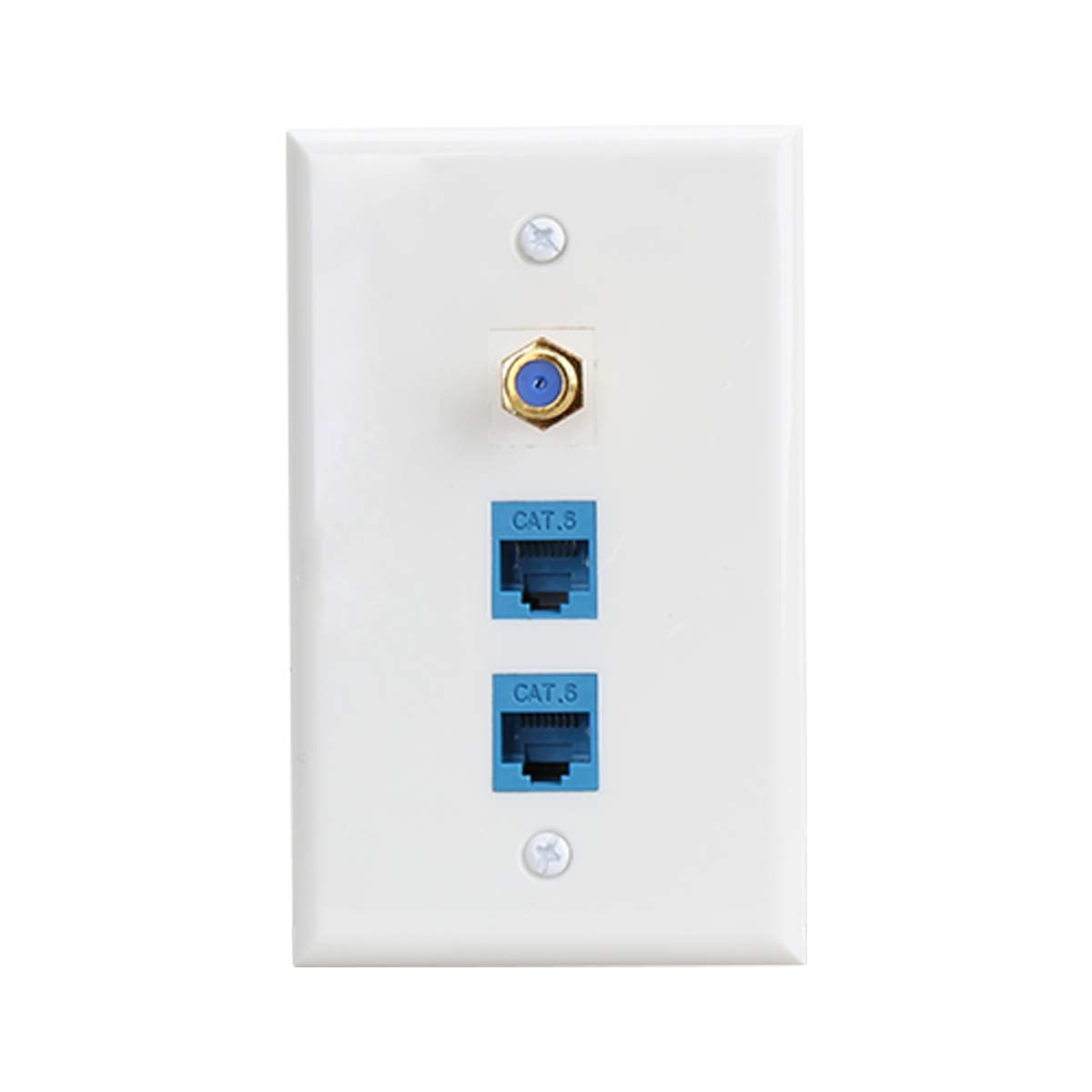 2 Ethernet And 1 Coax Wall Plate,2 Port Cat6 Keystone Female To Female, 1 Port F Type Connector Coax Keystone Female To Female W