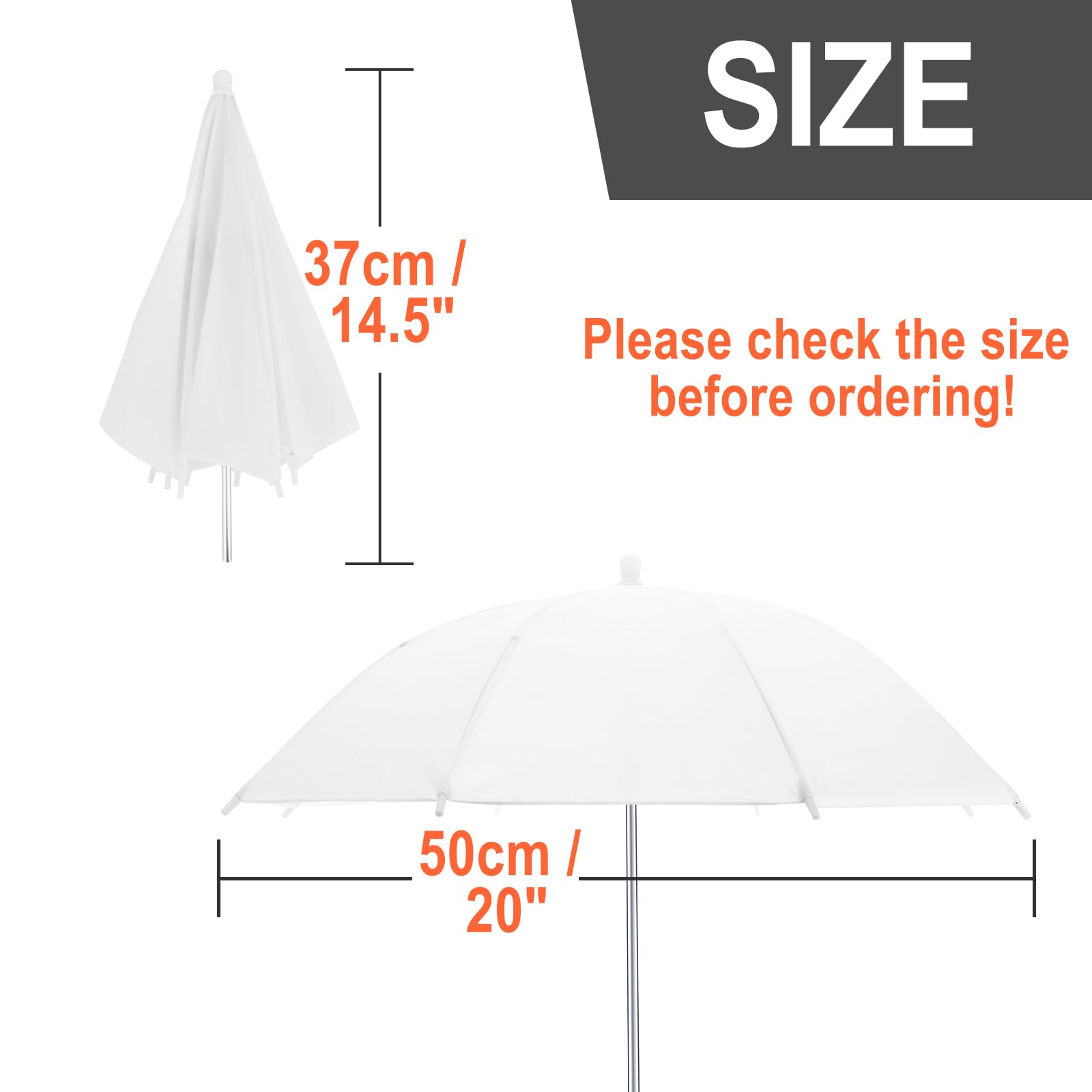 Cosmos 2 Pack Mini Photography Light Reflector Umbrella 20 Inch/ 50Cm Diameter White Translucent Soft Umbrella Photography Photo