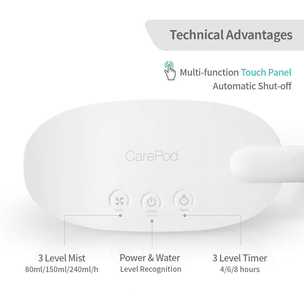Carepod 21P Ultrasonic Cool Mist Humidifier Whisper-Quiet Filter-Free Easy Clean - Only 3 Washable Parts To Clean, Auto Shut-Off