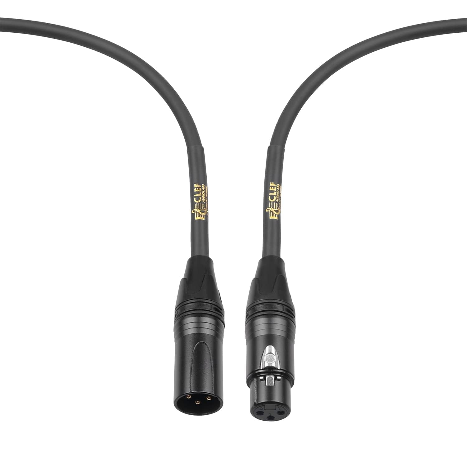 Clef Audio Labs Microphone Cable, 2 Feet, Xlr Male To Xlr Female, Black, Zinc Alloy Shell, Pvc Jacket, Gold Plated 3 Pin Connect
