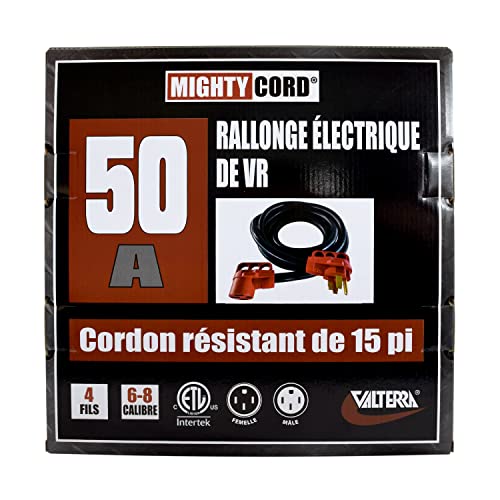 Valterra Mighty Cord       A10 5015Eh Rv 50 Amp Extension Cord, 15 Foot Power Extension Cord, Red