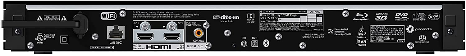 Sony X800 - Uhd - 2D/3D - Sacd - Wi-Fi - Dual Hdmi - 2K/4K - Region Free Blu Ray Disc Dvd Player - Pal/Ntsc - Usb - 100-240V 50/