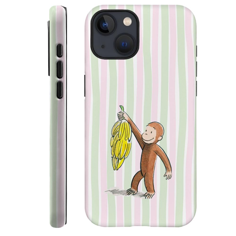 Case for iPhone 13 - [Drop Protection Phone Cover] - Hybrid Case for Girl Women - Funny Monkey Stripes 03
