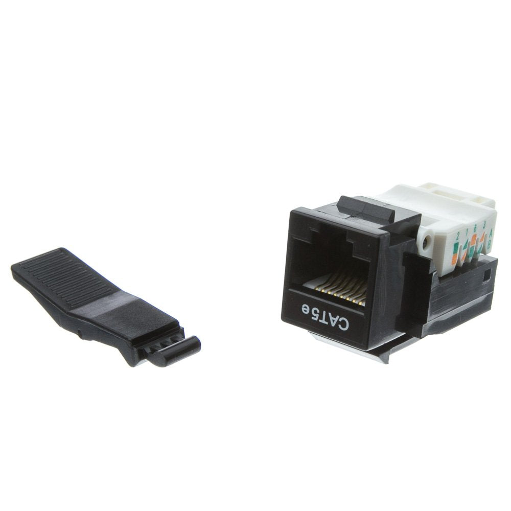 Cablewholesale Cat5E Keystone Jack, Toolless Rj45 Female (Utp) To 110 Punch Down Connector, Black