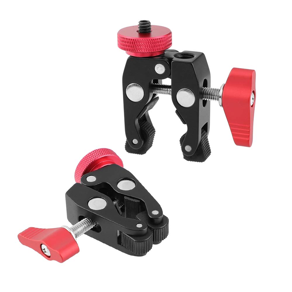 Kayulin Crab Clamp Holder With 1/4'' Screw Adapter For Studio Flash Light Camera Tripod (Red, 2 Pieces)