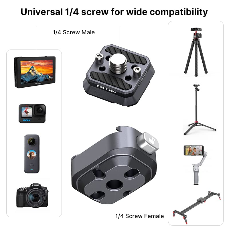 Falcam F22 Basic Quick Release Plate Kit, Camera Mounting Adapter Convert 1/4 Thread To F22 Qr System, 22Mm Aluminum Camera Acce