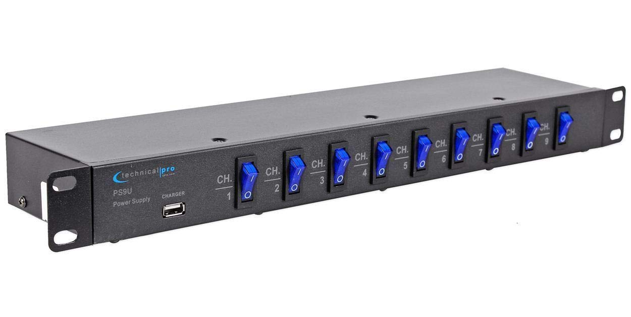 Technical Pro Ps9U 1U Rack Mount Dj Pro Audio Power Supply W/Usb Charging Port