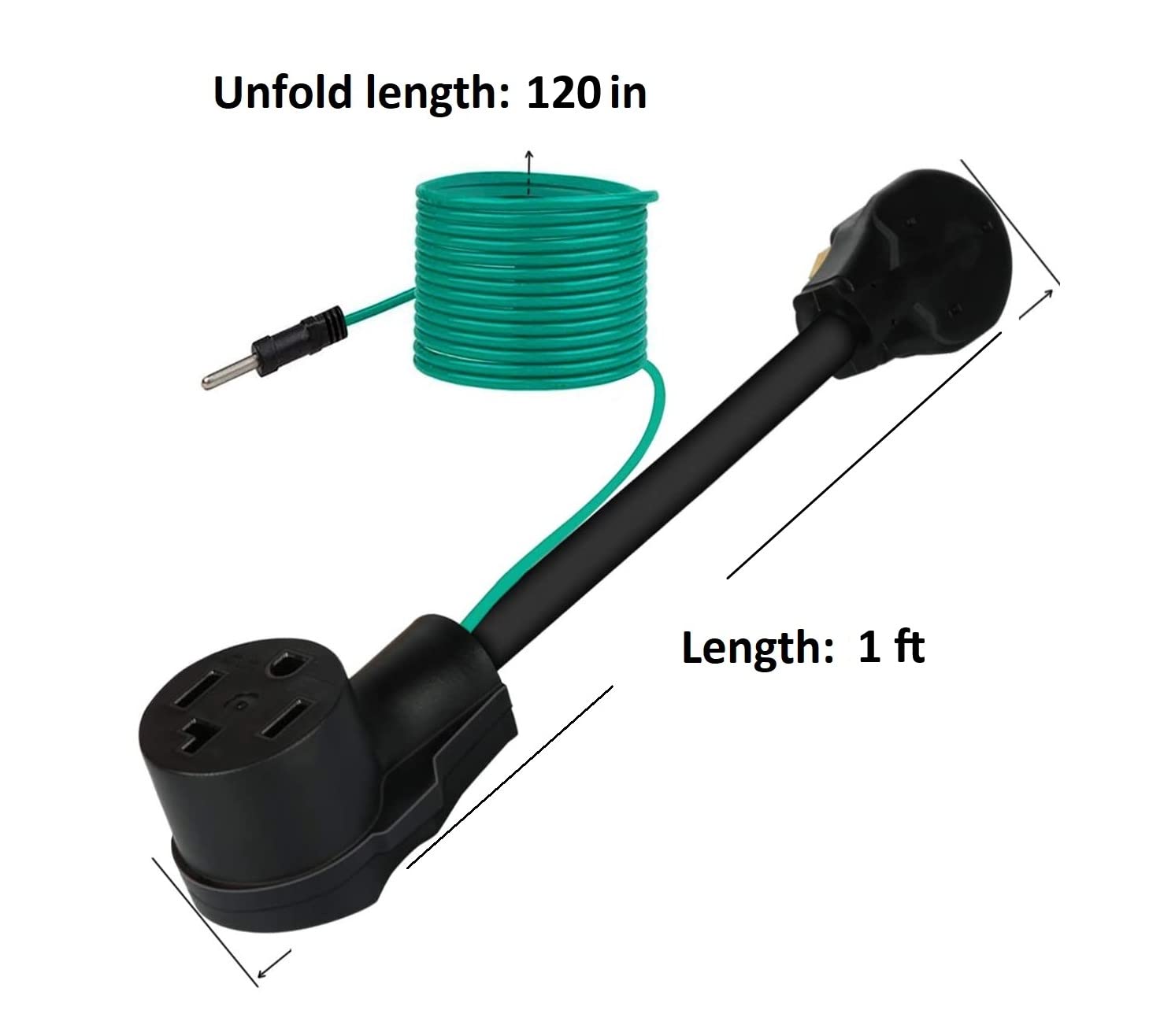 Eversimpleinc 4 To 3 Prong Dryer Adapter With Green Ground Wire - Connects New Dryer To Old Receptacle, 10-30P To 14-30R