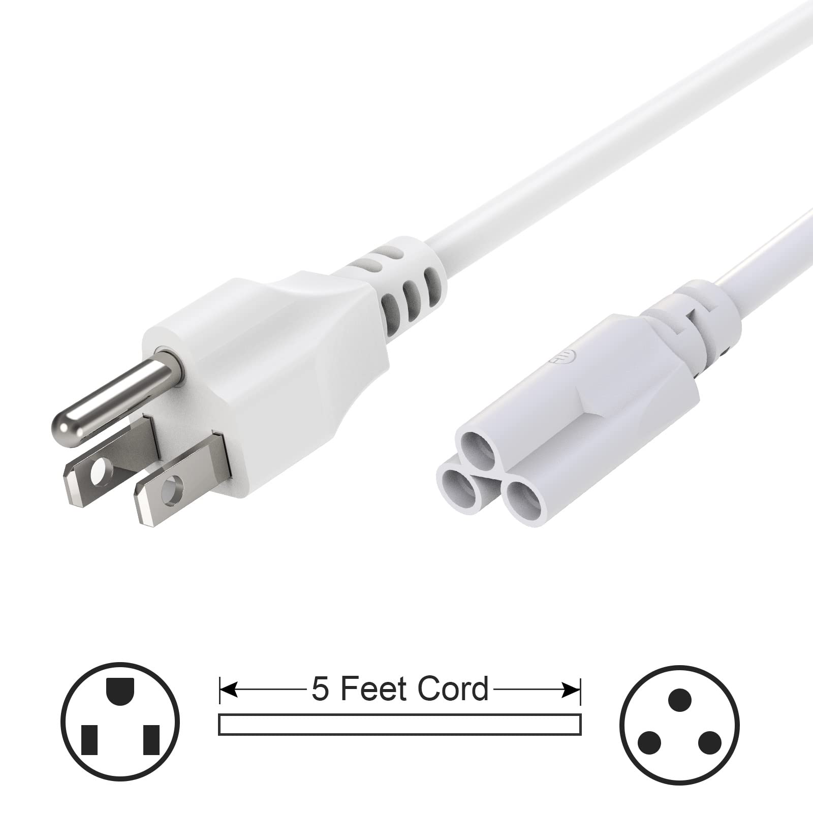 Shopled 5Ft Plug Power Cord T5 T8 Led Tube Power Cable,5Ft 3 Outlet Power Cord For Led Shop Lights