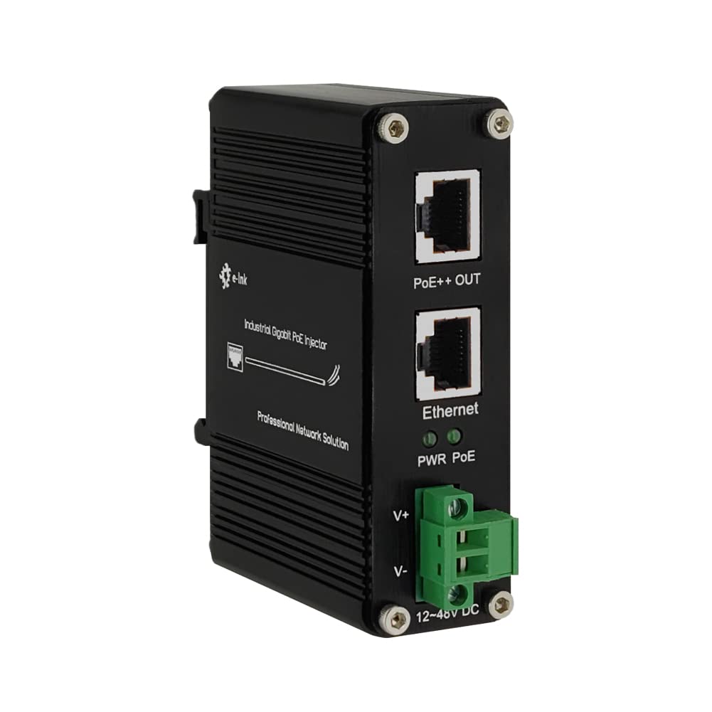 Elenzk Industrial Gigabit Poe++ Injector Hardened Ieee802.3At/Bt 95W Poe Adapter With 12 48Vdc Input Din Rail And Wall Mount