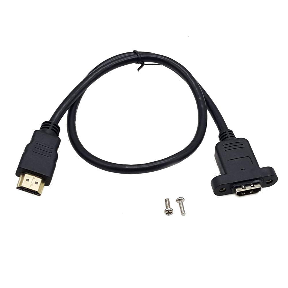Seadream 20'' Panel Mount Hdmi Extension Cable, High Speed Hdmi Male To Female Extension Cable With Screw Nut 50Cm