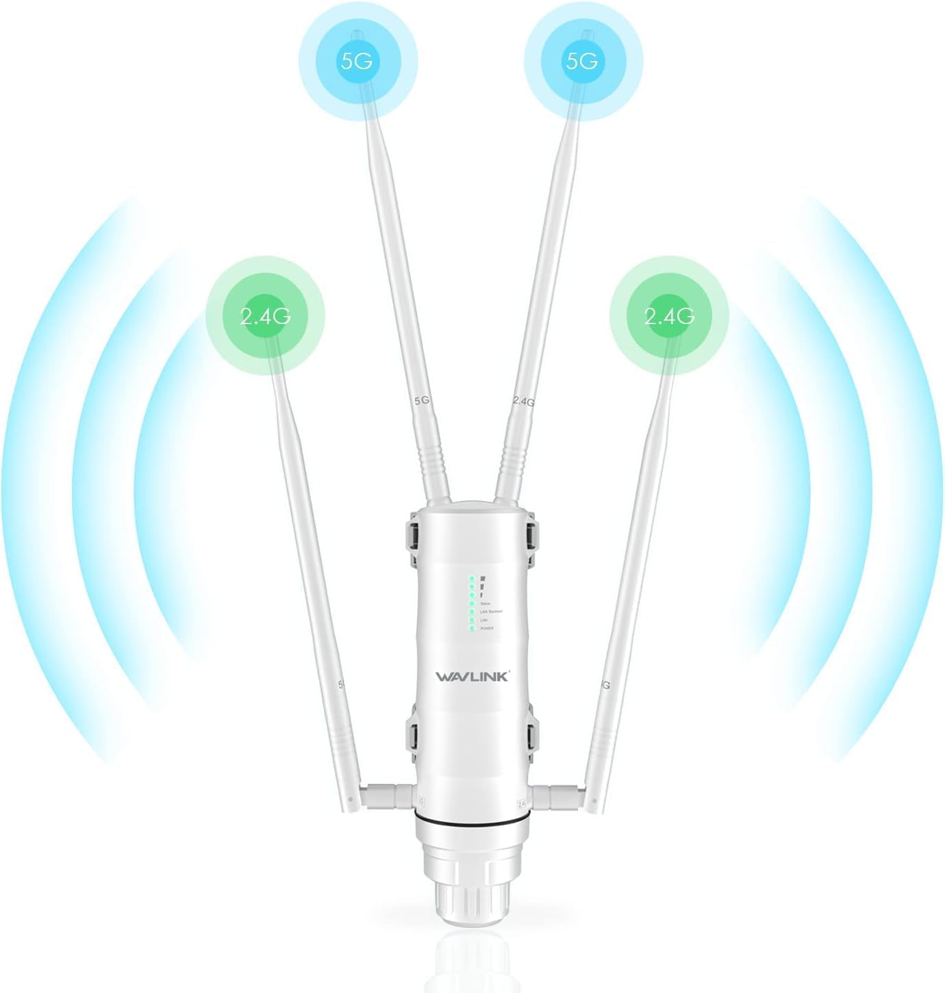 Wavlink 2025 Ac1200 Outdoor Long Range Weatherproof Dual Band Wifi Extender/Wireless Access Point With Outside Poe Powered,Gigabit Port,Supports Router/Ap/Repeater Modes For Courtyard,Rv,Campsite