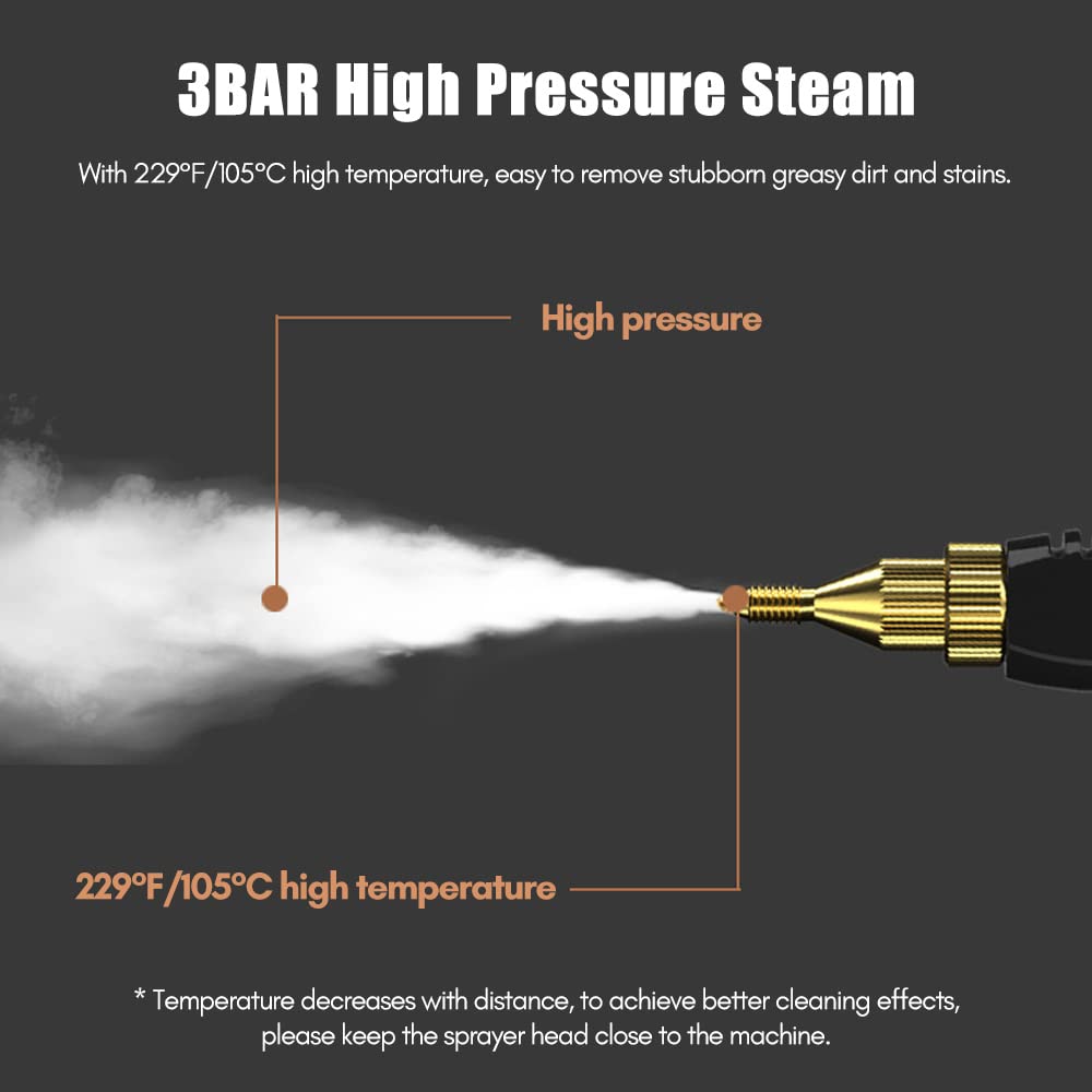 Irishom 2500W Handheld Steam Cleaner High Temperature Pressurized Steam Cleaning Machine Portable Car Steamer With Brush Heads (