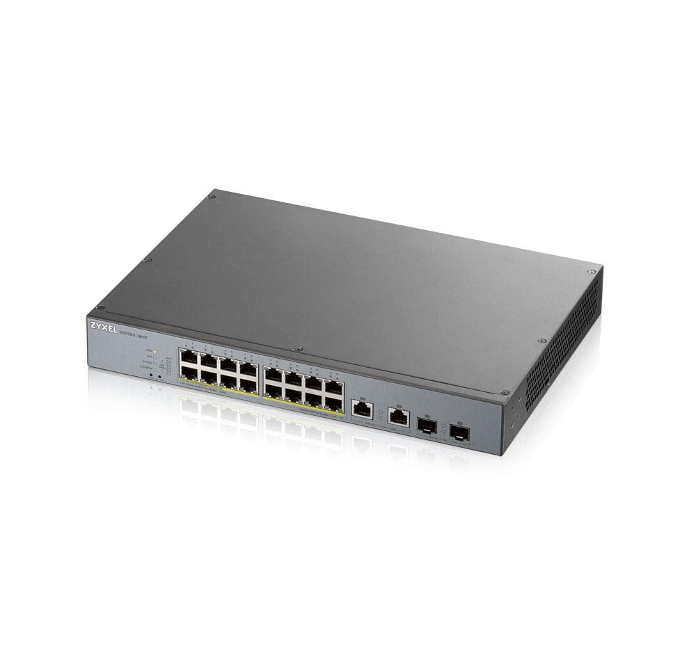 Zyxel 16 Port Gigabit Smart Managed Poe+ Switch With 250 Watt Budget And 2 Gigabit Combo Ports With Nebula Cloud Managment Long