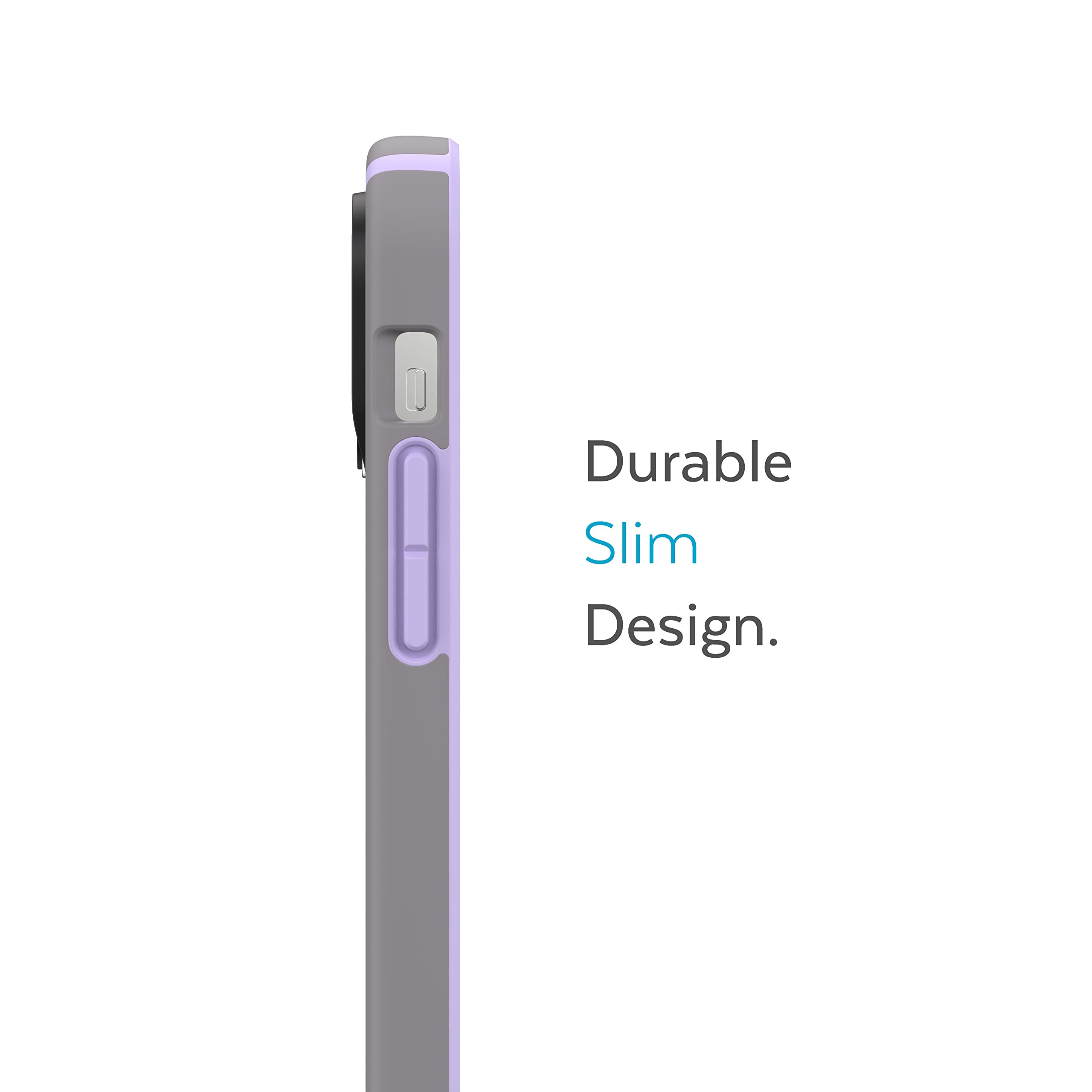 Speck Iphone 14 Pro Case - Slim, Drop Protection, Scratch Resistant, Dual Layer, Cloudy Grey/Spring Purple Candyshell Pro