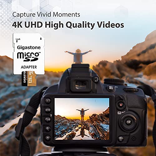 [5 Yrs Free Data Recovery] Gigastone 128GB Micro SD Card, 4K UHD Game Turbo, MicroSDXC Memory Card for Nintendo Switch, Read/Write 100/50 MB/s, DJI, GoPro, Action Camera, A2 V30, UHS I U3, C10