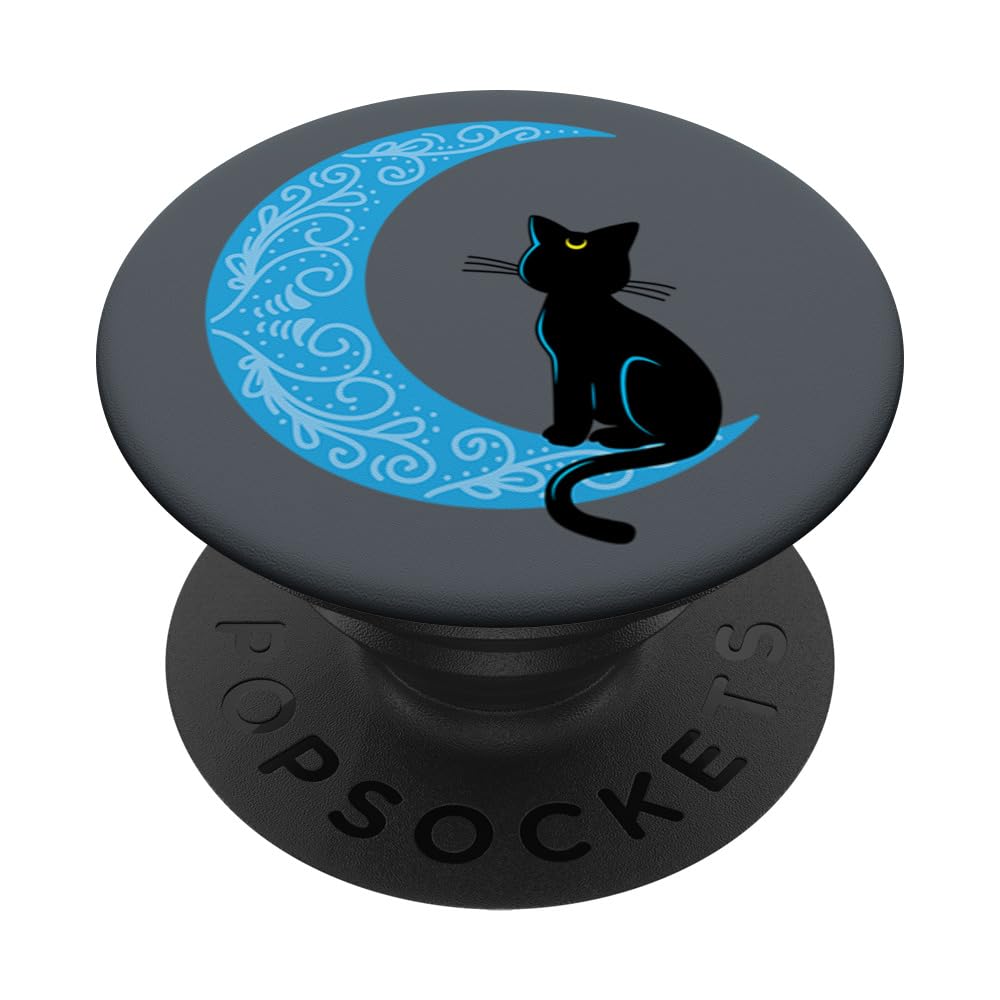 Black Cat Crescent Moon Sailor Mom Popsockets Popgrip: Swappable Grip For Phones & Tablets Popsockets Standard Popgrip