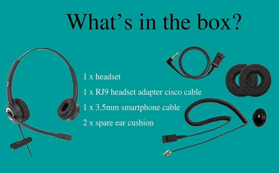 Rj9 Cisco Corded Office Phone Headset Hd Voice For Cisco Ip Phones 6851 6861 7945G 7962G 8811 8841 8845 8851 8861 8961 9951 Series Model,Plus 3.5Mm Adapter For Smartphone