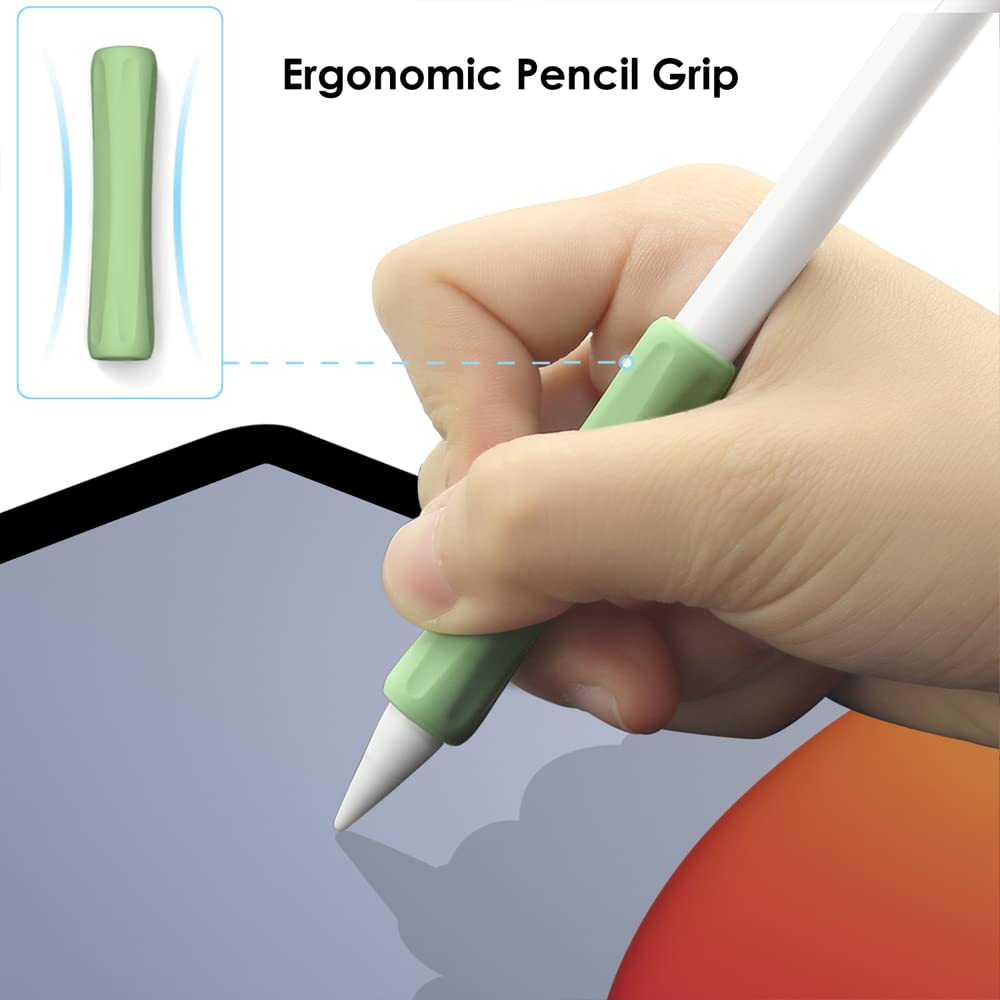 Proelife 2 Pack Ergonomics Grip Holder Anti Rolling Protective Sleeve Cover For Apple Pencil 2Nd & 1St Gen 2022 2018 Ipad Pro 12