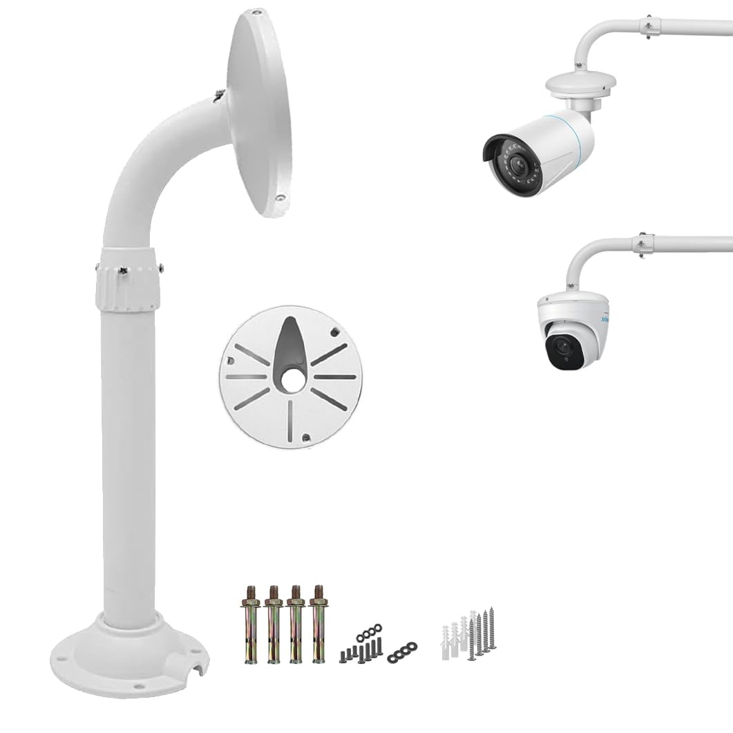 Witi Security Camera Mount Bracket 6 Inch Base,15.7Inch 23.6 Inch Extendable J Pole Compatible With Reolink Amcrest Ip Cameras,