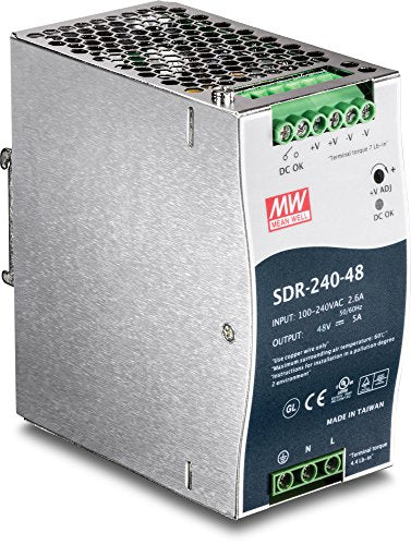 Trendnet 240 W Single Output Industrial Din Rail Power Supply, Ti S24048, Extreme Operating Temp Range  25 To 70   C( 13 To 158 