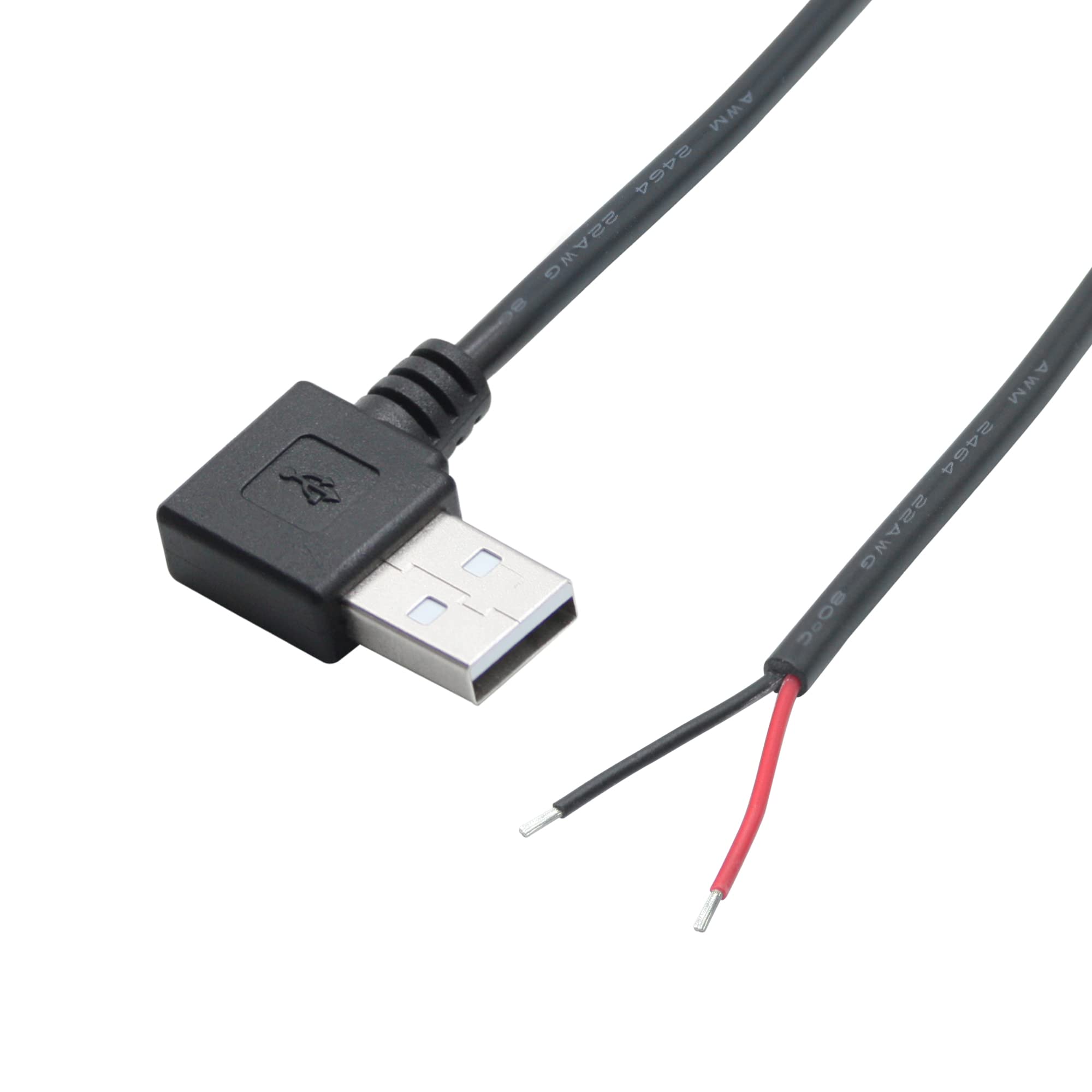 90 Degree Usb 2.0 Male Plug 2 Pin Bare Wire,1M/3Ft Usb A Male 2Pin Pigtail Open End Power Cable,For 5V/3A Usb Equipment Installe