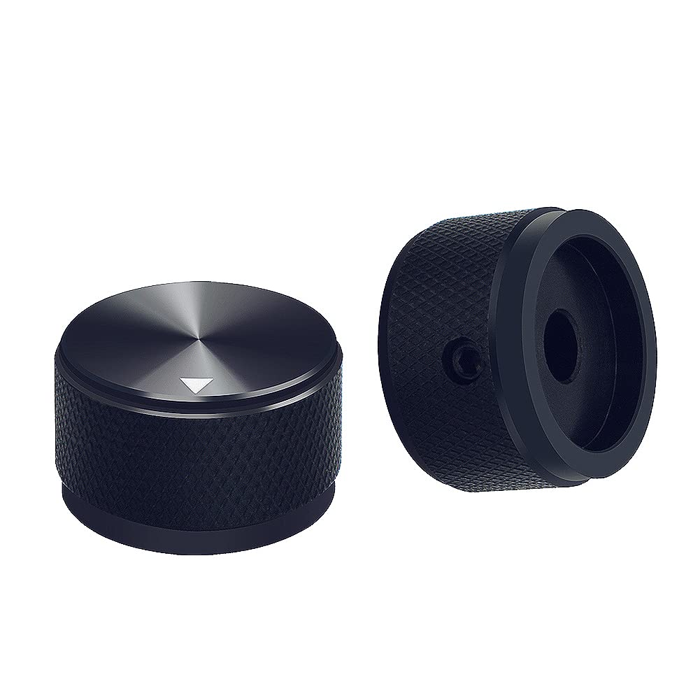 Mxuteuk 4Pcs Black Guitar Knobs Aluminum Alloy Potentiometer Control Knurled Knob Volume Audio Electric Guitar Bass Screw Type 2