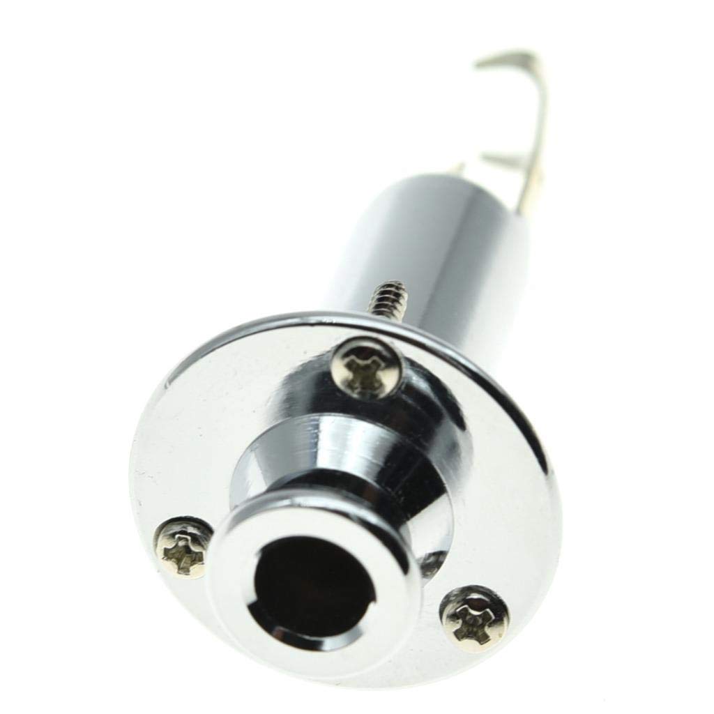 Kaish 6.35Mm Acoustic Electric Guitar Bass Mono Endpin Output Jack Strap Button Jack Socket Chrome