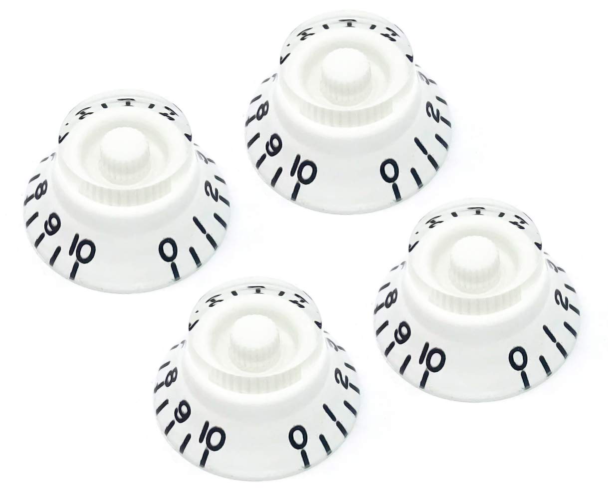 Vintage Forge White Top Hat Bell Knobs Compatible With Gibson Les Paul Electric Guitar (Set Of 4) Fits 24 Fine Spline Usa (Imper